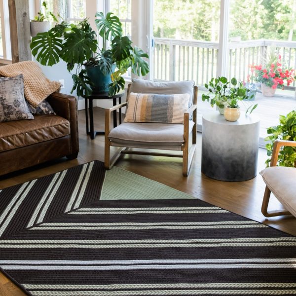 Colonial Mills Luxury Windsor Stripe Mint Brown Area Rug For Sale