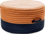 Colonial Mills Color Block Pouf FR31 Navy and Orange on Sale