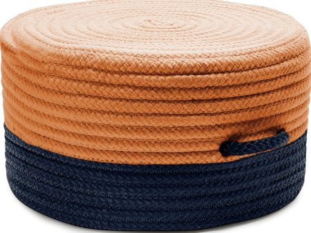 Colonial Mills Color Block Pouf FR31 Navy and Orange on Sale