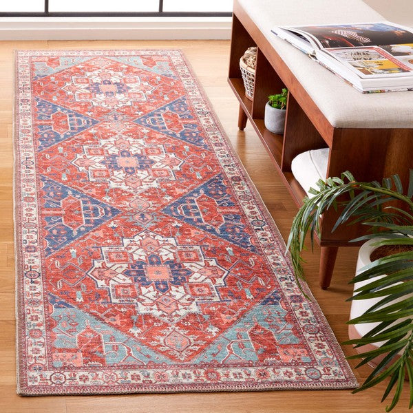 Safavieh Serapi SEP811 Rust   Blue Machine Washable Area Rug For Sale