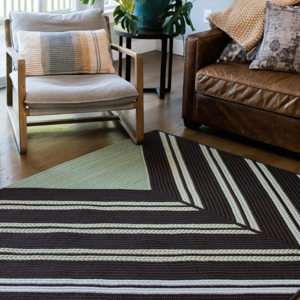 Colonial Mills Luxury Windsor Stripe Mint Brown Area Rug For Sale