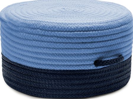 Colonial Mills Color Block Pouf FR81 Navy and Blue For Sale