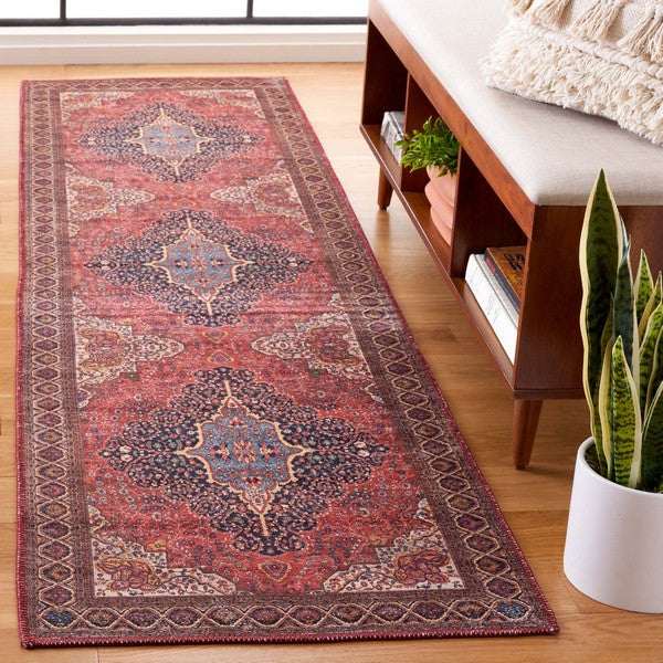 Safavieh Serapi SEP814 Rust   Navy Machine Washable Area Rug For Sale