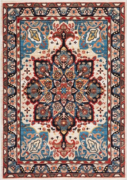 Safavieh Riviera RIV155 Blue   Beige Machine Washable Area Rug For Sale