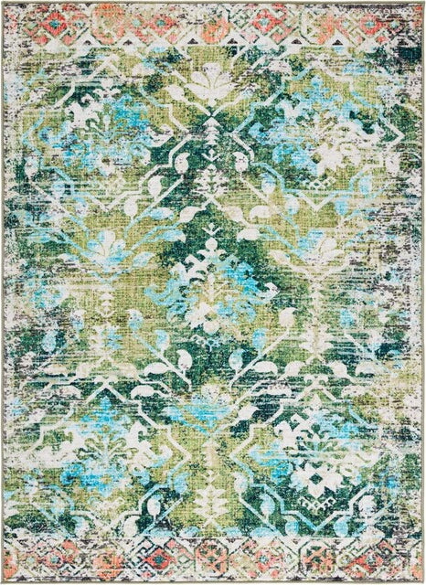 Safavieh Riviera RIV117 Green   Light Blue Machine Washable Area Rug Hot on Sale