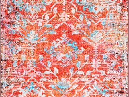 Safavieh Riviera RIV117 Orange   Light Blue Machine Washable Area Rug on Sale