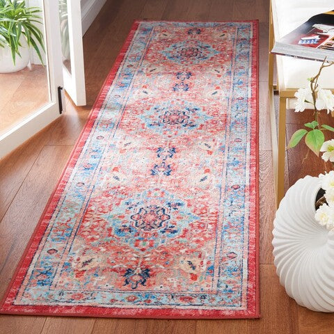 Safavieh Riviera RIV182 Light Blue   Red Machine Washable Area Rug Online Sale