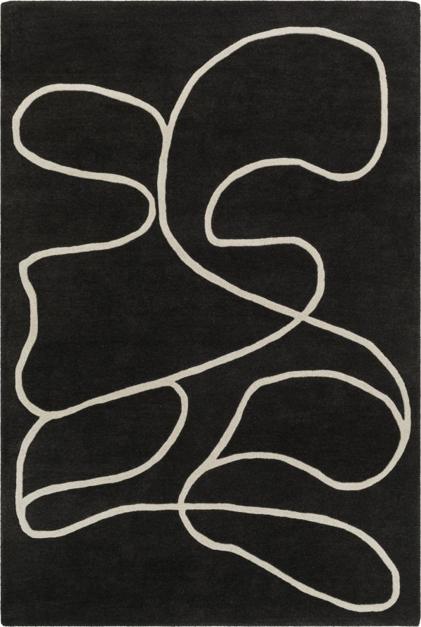 Surya JSW-1008 Black Area Rug by Jason Wu For Sale